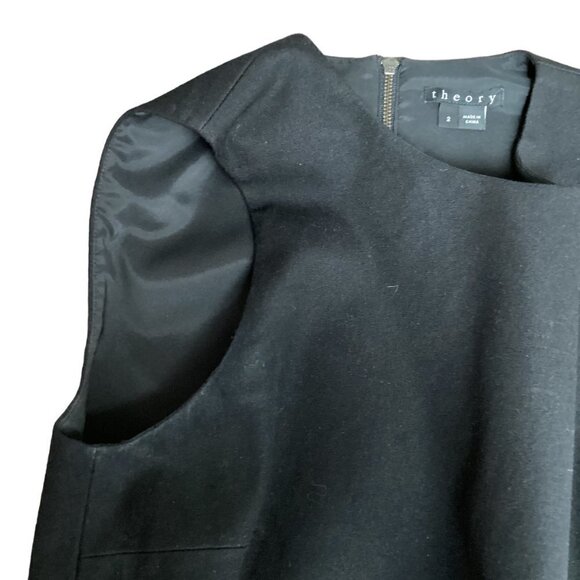 Theory Raneid NC_Jetty Sheath Dress Sz 2 Black Minimalist #226F - Picture 7 of 11